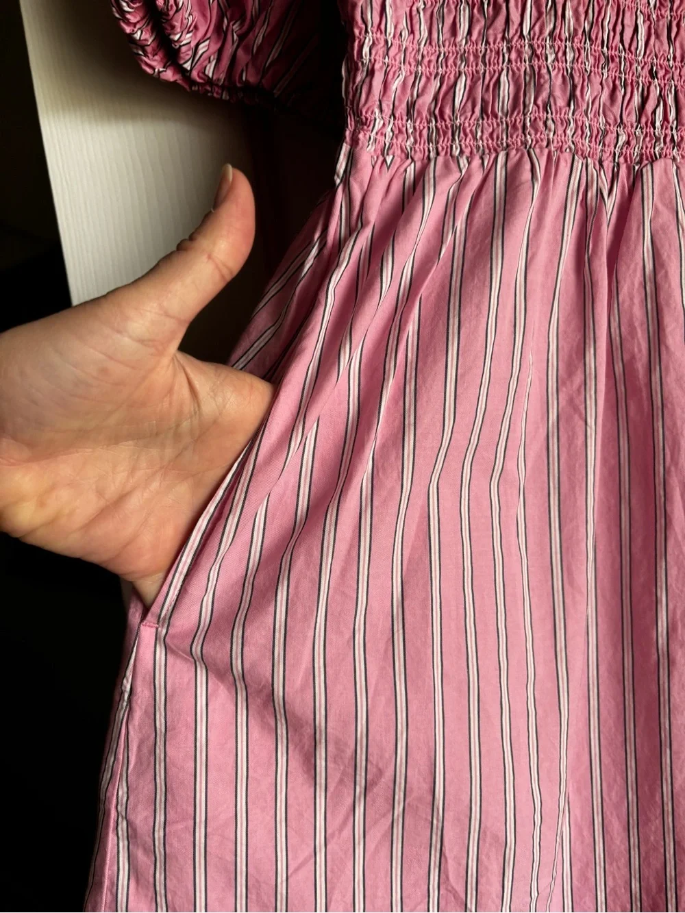 Women’s Pink Striped Smocked Dress